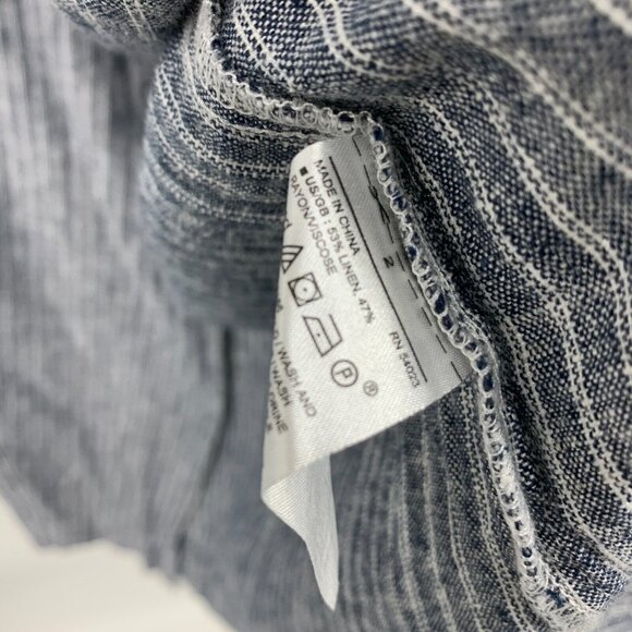 Banana Republic Dress Stripe Linen Blend Faux Wrap VNeck Tie Waist - Picture 5 of 12